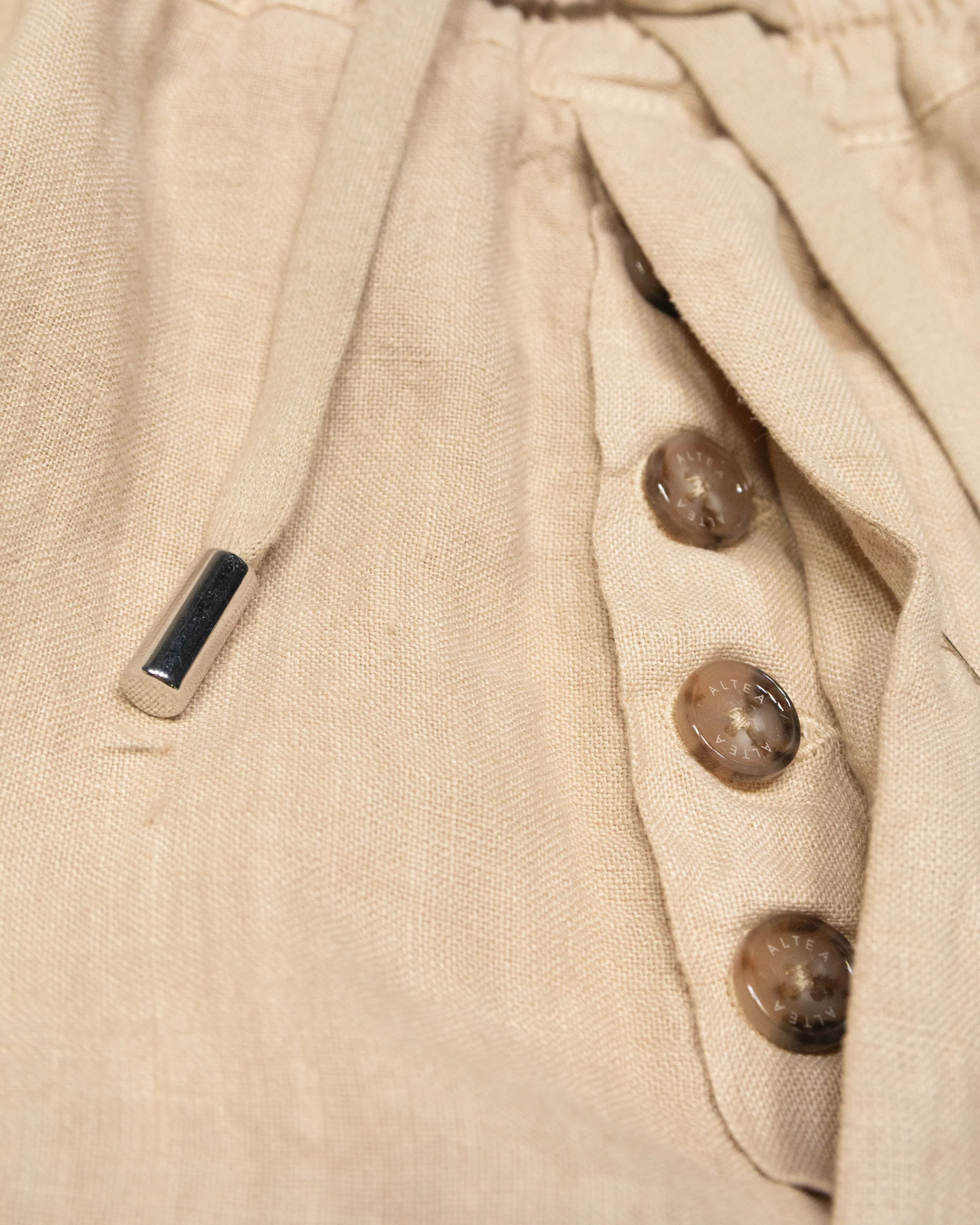 Bermuda Samuel in lino con coulisse - Beige - Image 3