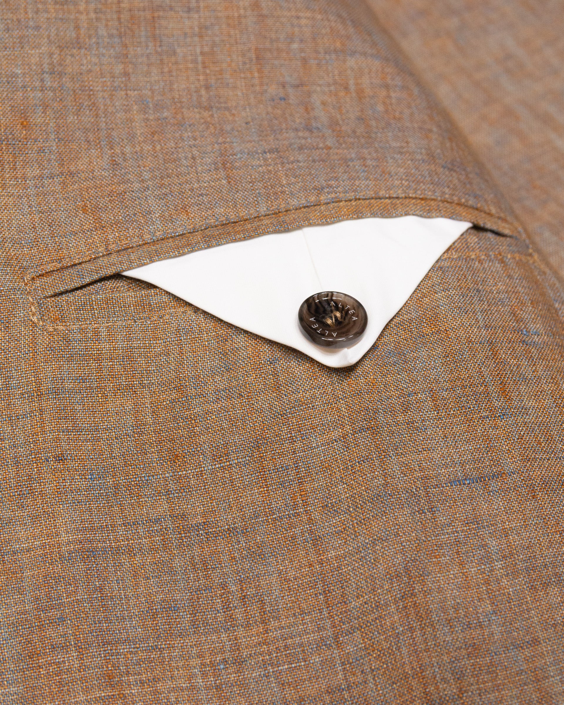 Blazer Aston in lino delavè semi-foderata, marrone - Mostarda - Image 3