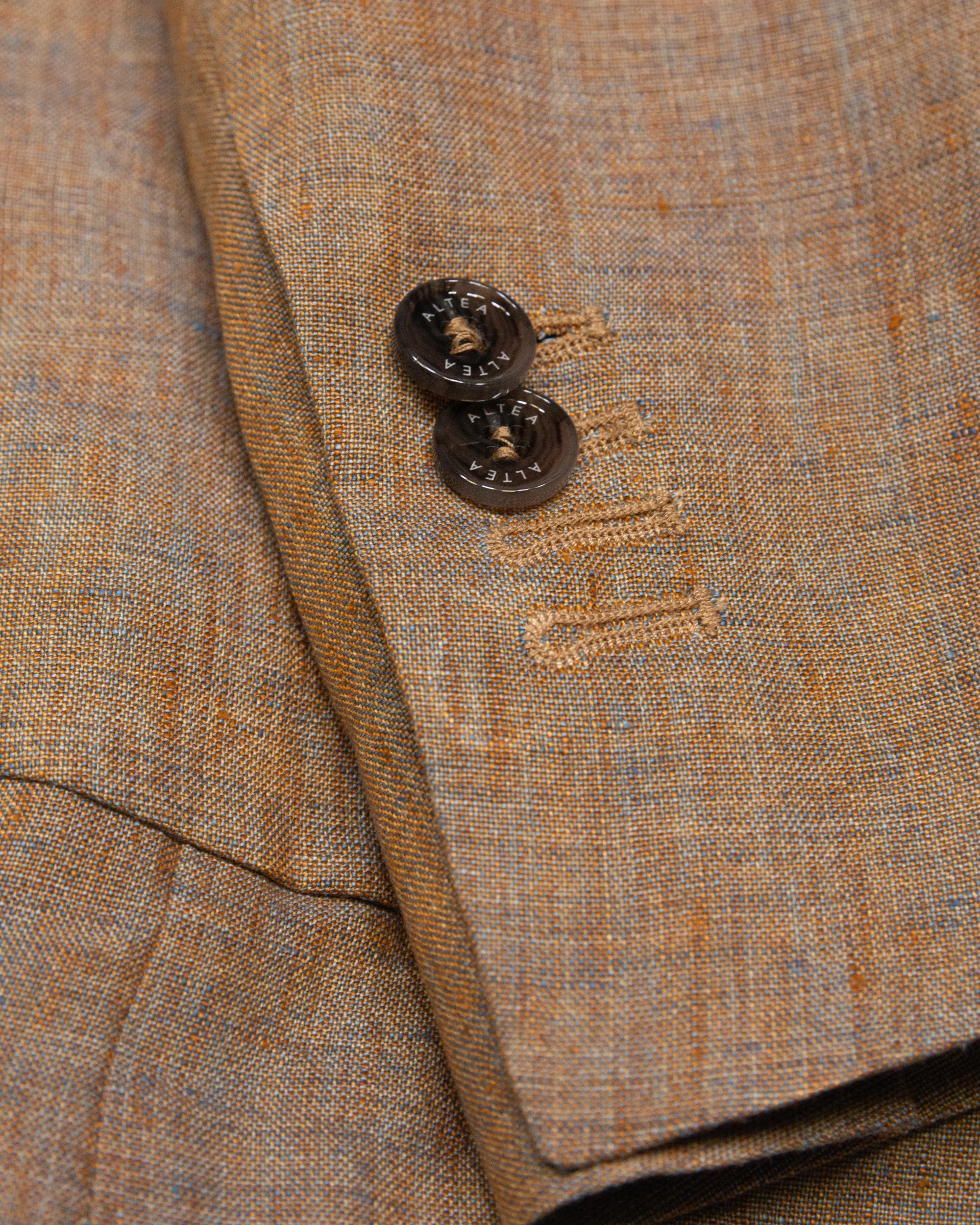 Blazer Aston in lino delavè semi-foderata, marrone - Mostarda - Image 5