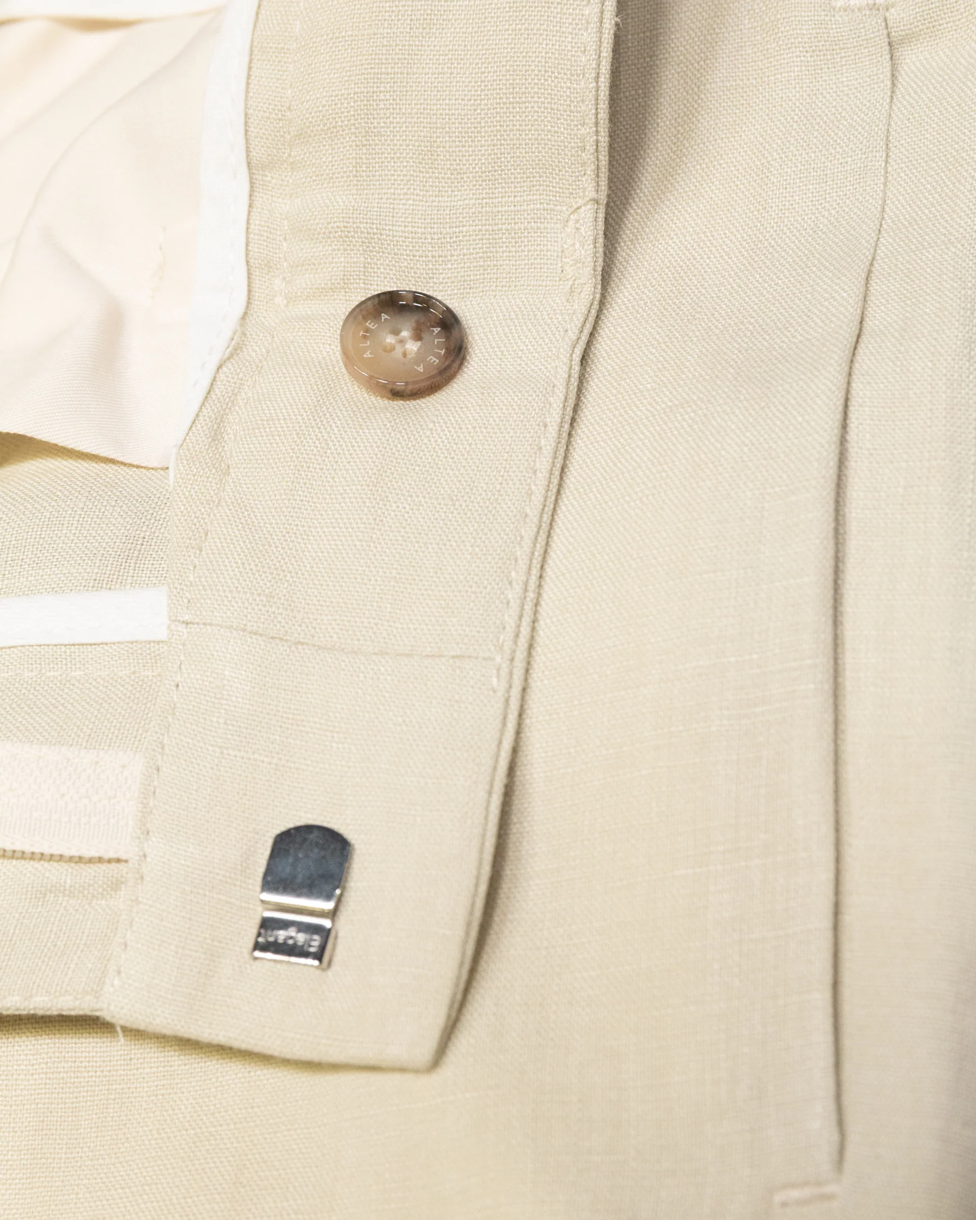 Pantalone chino Ronny in lino con pinces, panna - Malta - Image 3