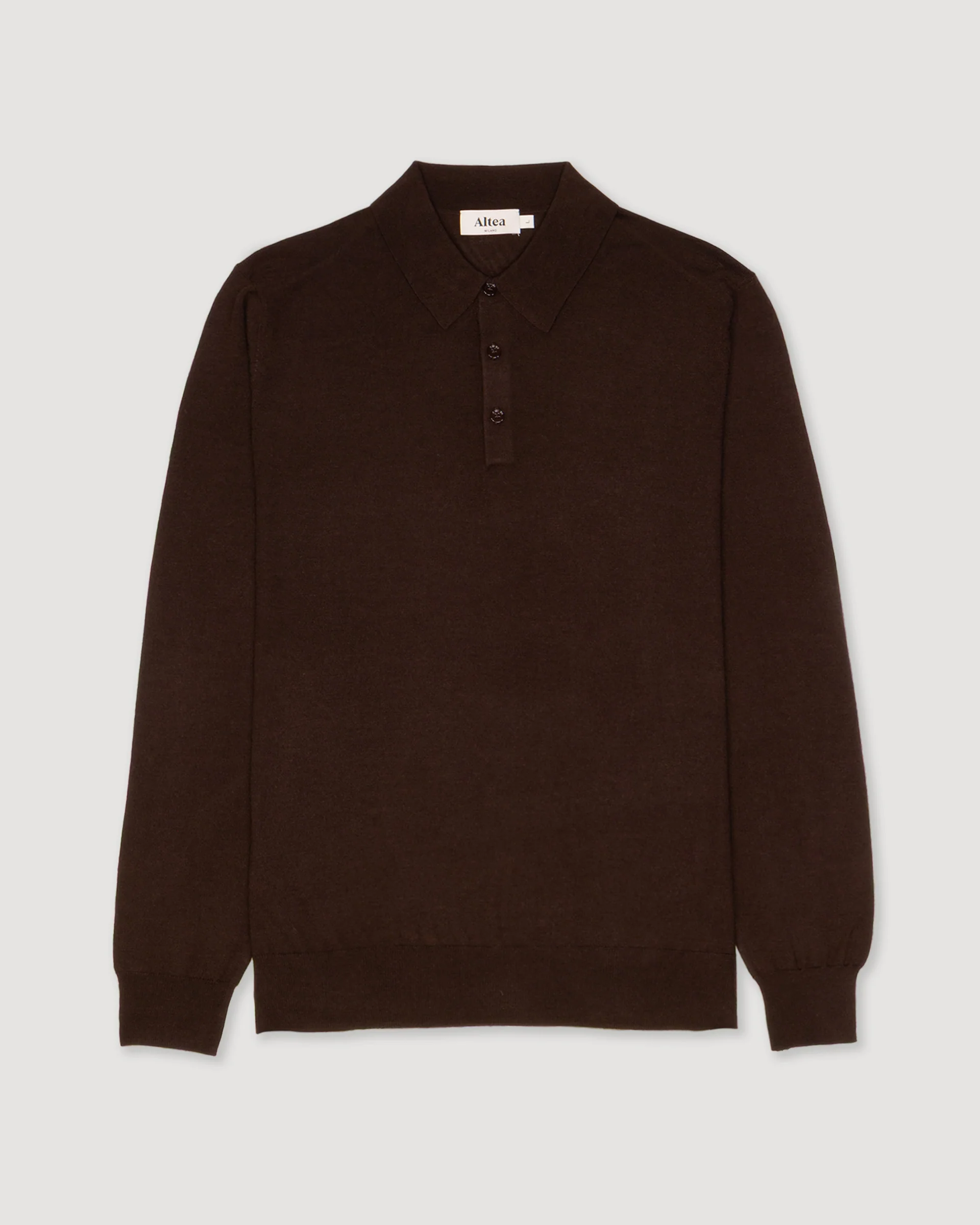 Polo in maglia realizzata in pregiato filato di lana, seta e cashmere. Marrone - Moro - Image 5